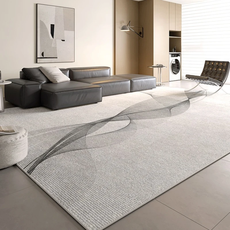 Light Grey Luxury Line Geometric Carpet Modern Art Minimalist Decorative Rug Easy Clean Living Room Carpets Washable Bedroom Rug