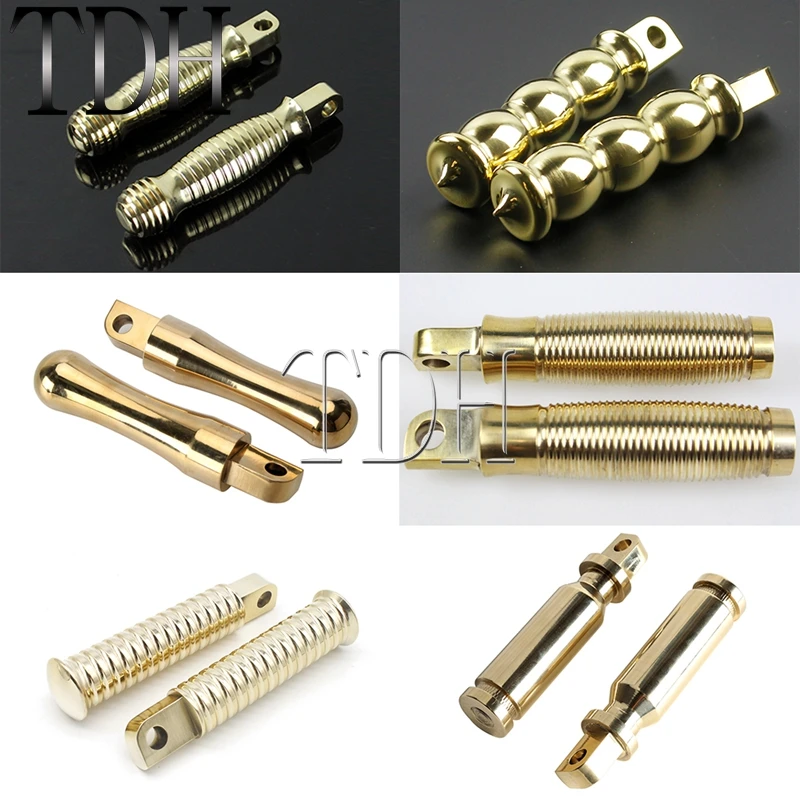 Motorcycle Brass Handlebar Hand Grips 1\'\' 25mm Bar Grip Universal For Harley Custom Chopper Bobber Scrambler Foot Peg Rest Pedal