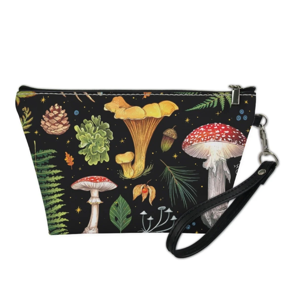 Mushroom Cosmetic Bag for Women Drop Shipping POD Travel Leather Girls Makeup Case Storage Card  Holder Custom Large Capacity