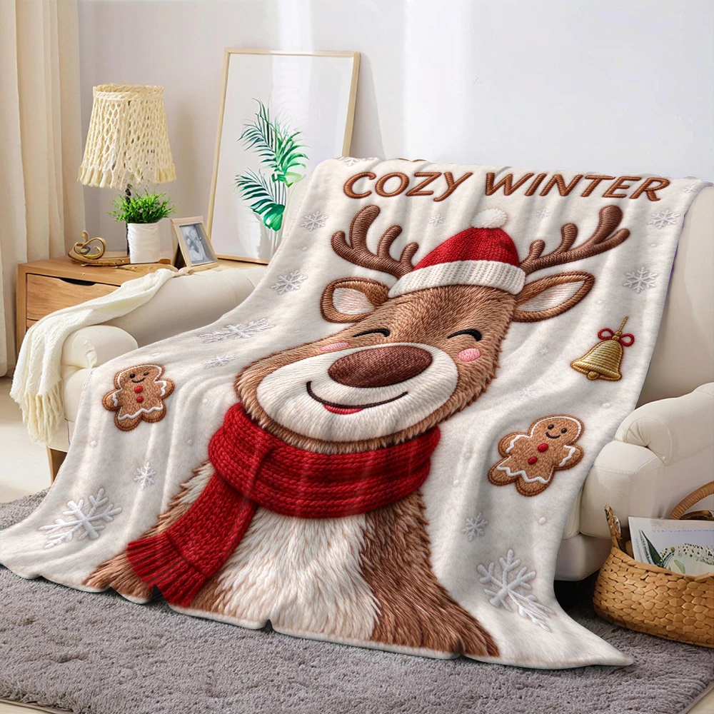 Stitch Gray Home Flannel Blanket Warm Soft Halloween Christmas Decorative Couch Warm Cozy All-Season Gift