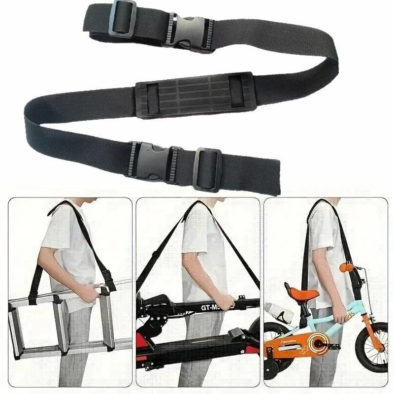 Alça de Transporte Ajustável para Bicicletas Infantis com Almofada de Ombro, Alça de Ombro para Patinete, Cinto de Ombro para Transporte Manual de Bicicletas de Equilíbrio