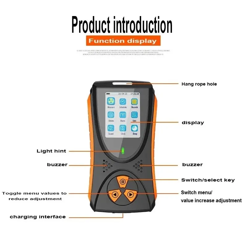 HFS-10 High-Sensitivity Dose Alarm X Β Γ Rays Nuclear Radiation Detector 0.05uSv-50mSv Geiger Counter with Alarm Function