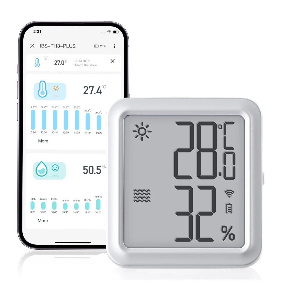 INKBIRD WiFi Smart Thermometer Hygrometer IBS-TH3-PLUS Temperature & Humidity Sensor with Weather Station LCD Display for Home