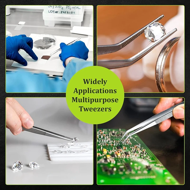 5Pcs Precision Tweezers Set - Anti - Static Stainless Steel Tweezers For Electronics, Jewelry Making And Laboratory Work Durable