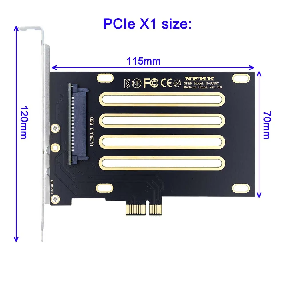 Carte adaptateur PCIe X1 vers SFF-8639 U.2 U.3, carte adaptateur de disque dur SFF-8639 U.3 vers PCIe X4 3.0 4.0 5.0