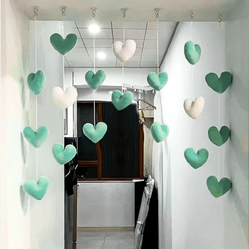 Attractive Door Hanging Decoration Pink Heart String Pendant Curtain Partition Door Decor with Hooks Easy for Girls Room