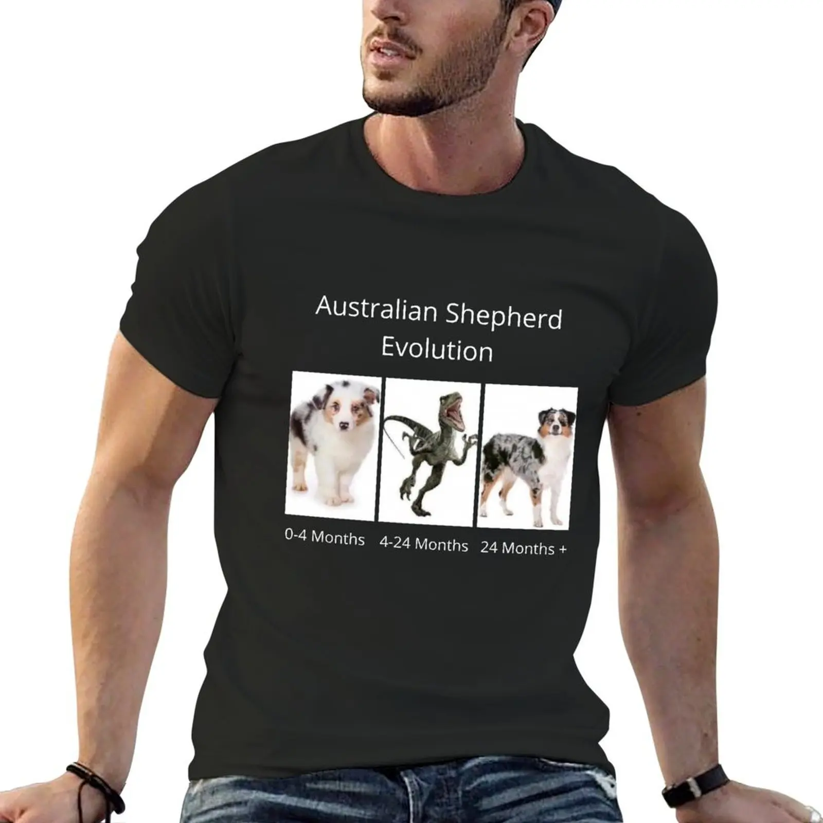 Australian Shepherd Evolution T-shirt Short sleeve tee customs design your own plain t shirts men