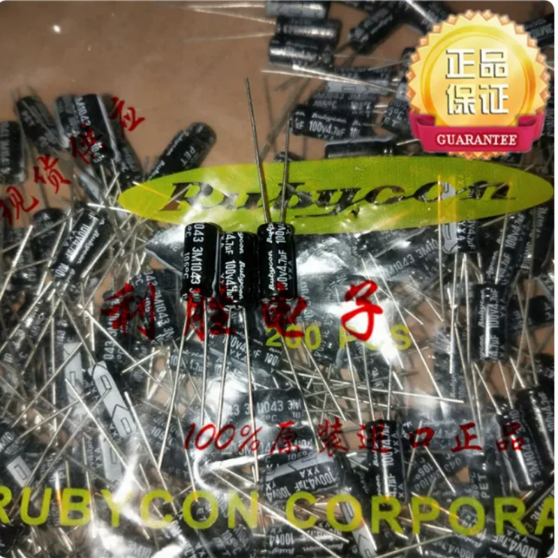 10PCS-100PCS  4.7UF 100V Japanese Ruby RUBYCON capacitor 100V4.7UF 5 * 11 YXA 105 degrees
