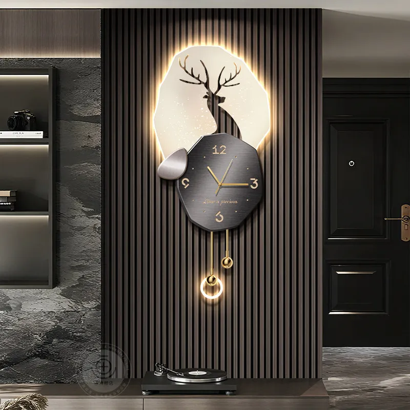 Creative Chinese Style Clock Wall Living Room Modern Art Mural Aesthetic Clock Wall Fashion Nordic Reloj Pared Room Decorations