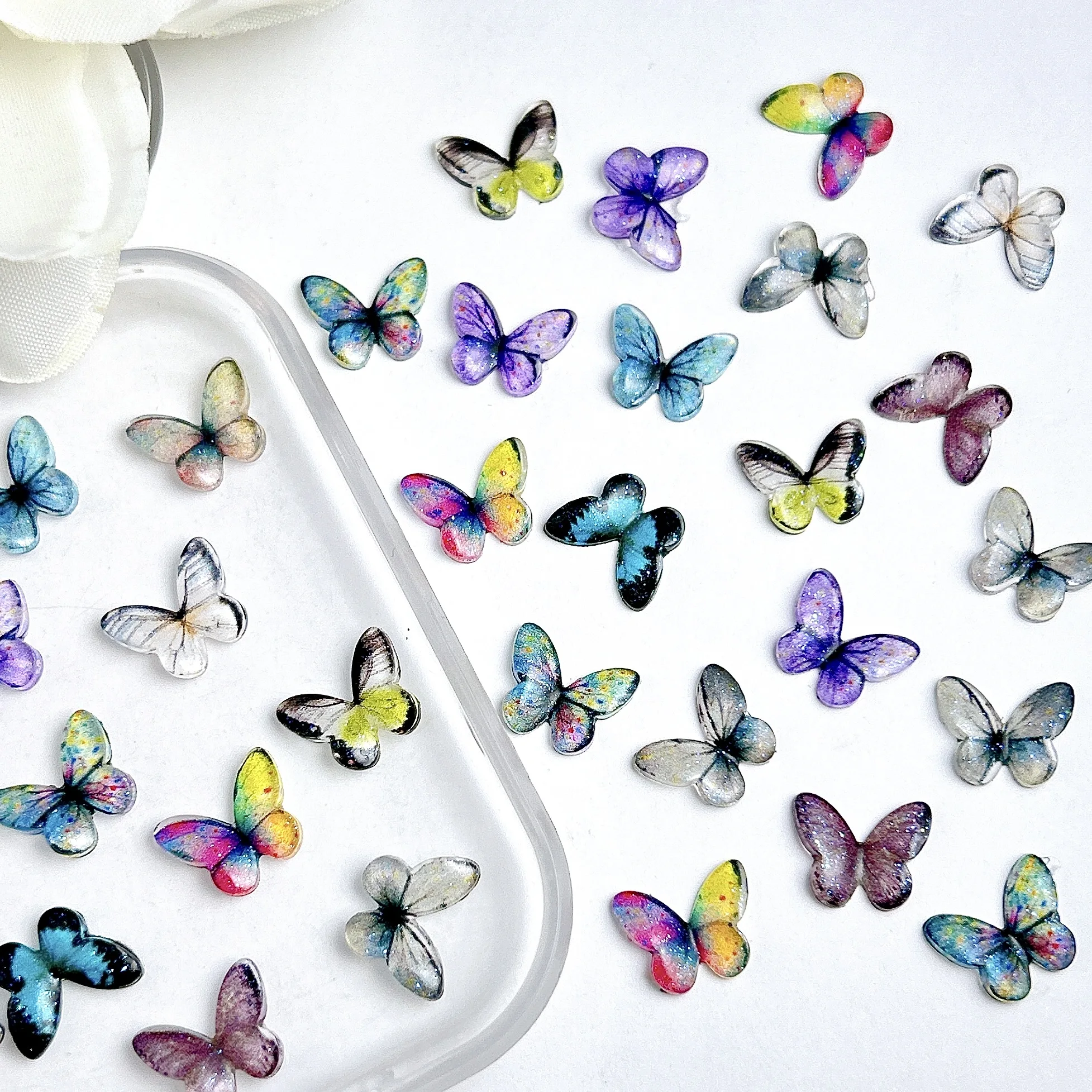 30 قطعة الجدة واقعية الإبداعية فراشة مسمار الفن السحر التدرج الملونة متلألئ فراشة الراتنج مسمار الزينة DIY بها بنفسك #3