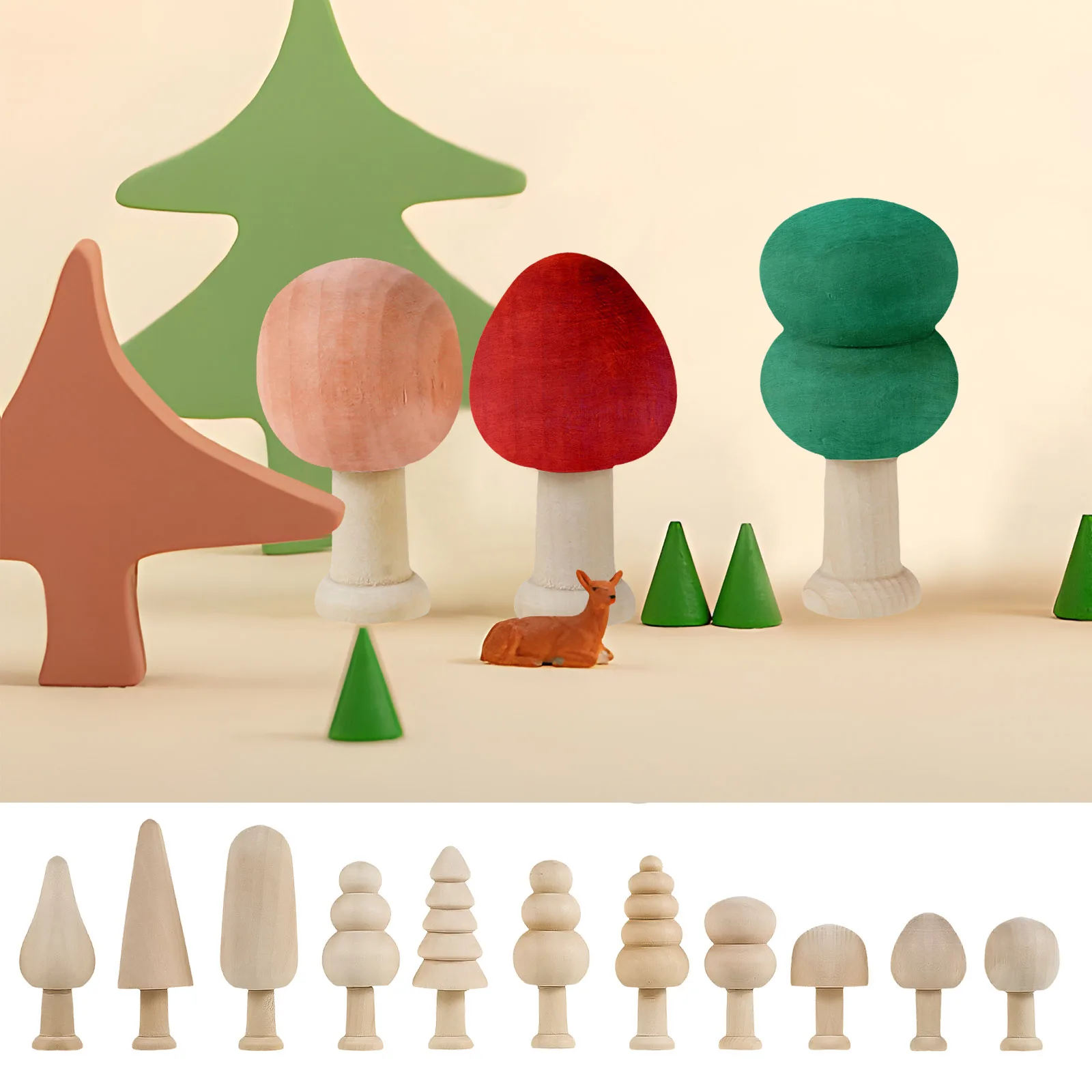 

30/40 шт. незавершенные деревянные деревья краска цвет DIY поделки Рождественская елка незавершенная деревянная грибная пустая игрушка для рисования рождественские подарки