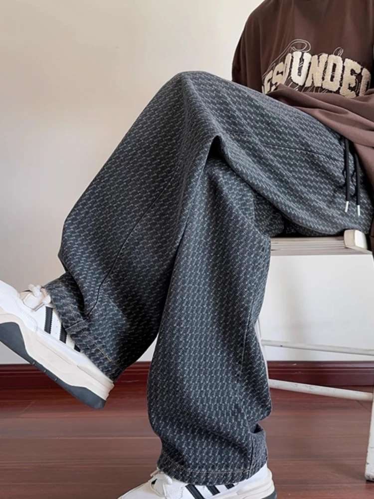 

Мужские джинсы в стиле ретро с американским звездным узором, весна-лето, прямые широкие брюки, крутые повседневные модные молодежные брюки