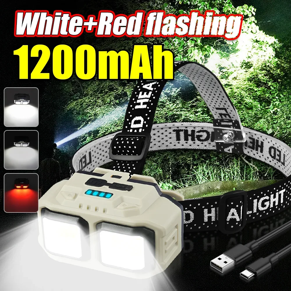

Powerful Induction COB LED Headlamp USB Rechargeable Head Flashlight Work Light Outdoors Camping Search Light Fishing Head Torch