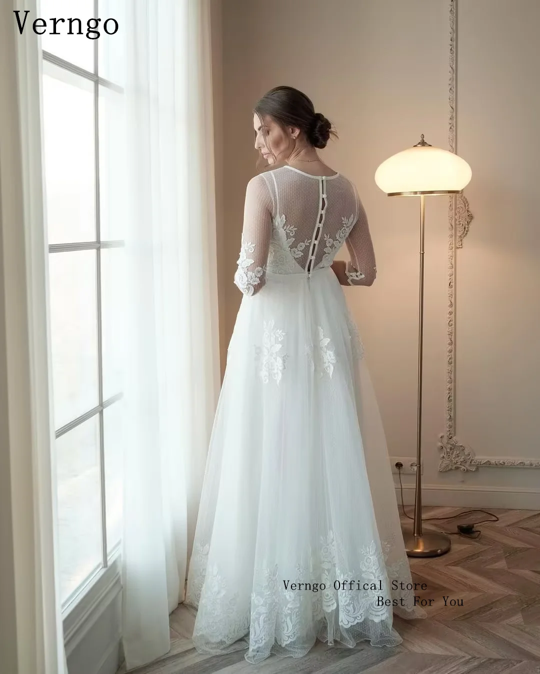 Verngo lvory Tulle  A Line Boho Weddng Dress Short Sleeves Bridal Gowns Elegant Maxi Beach Bride Dresses 2027 Customized
