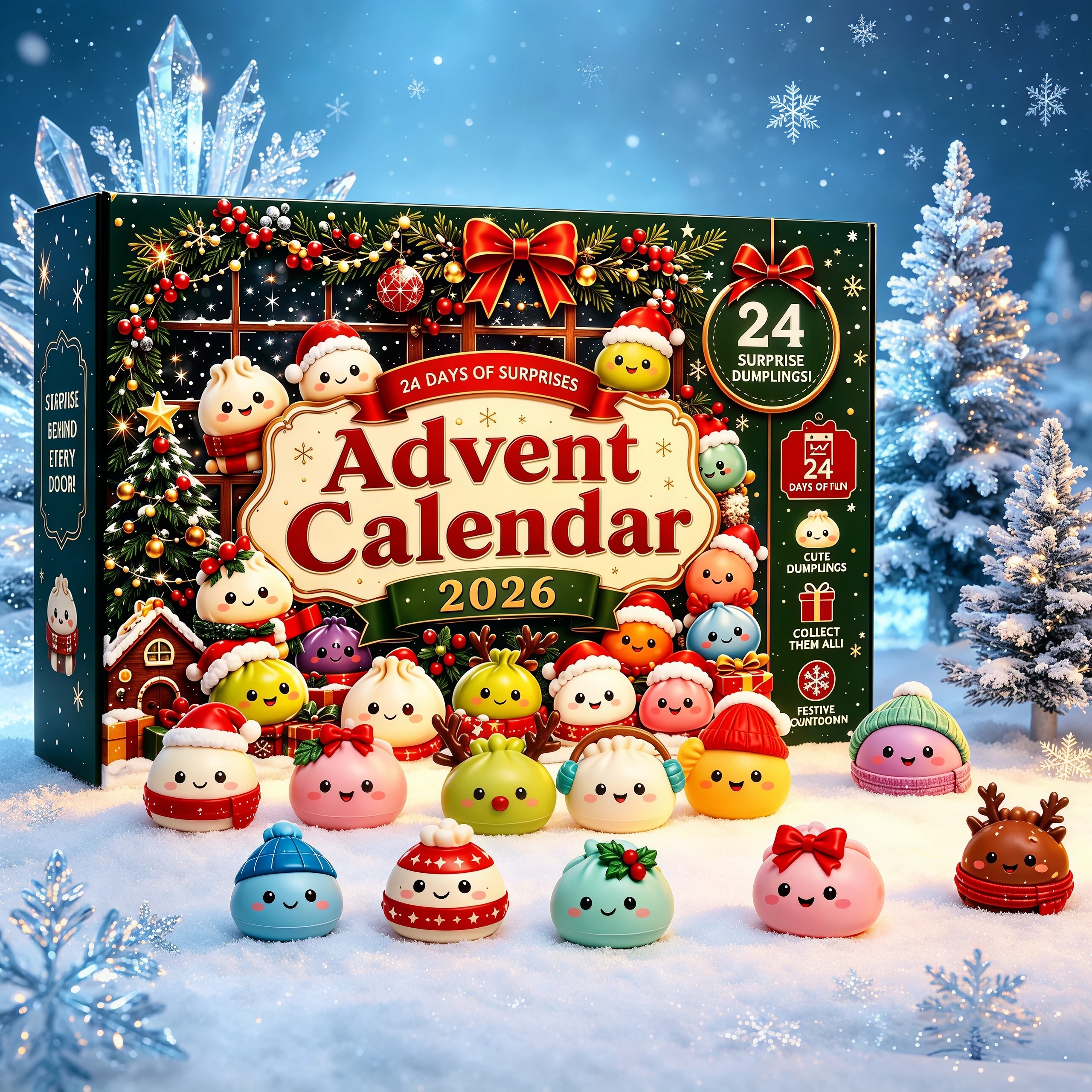 Weihnachts-Quetsch-Adventskalender 2026 24-Tage-Countdown Dumpling-Quetschspielzeug Stressabbau Sensorisches Fidget-Adventskalender-Navidad-Geschenk