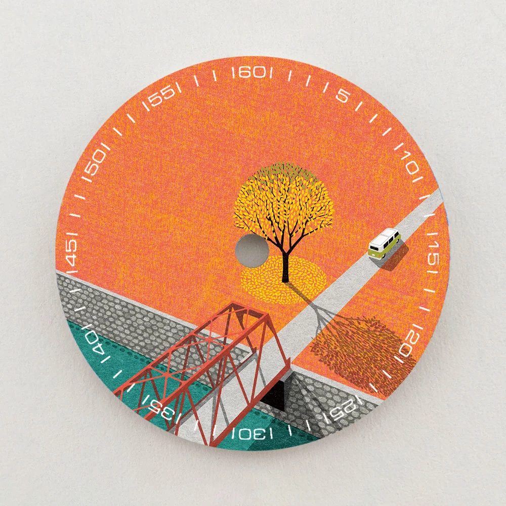 28.5mm NH35 Dial Autumn Tree Bridge Scenery Dial Luminous Dial NH36 Dial Watch Accessories Fits NH35/NH36 Movement Custom LOGO