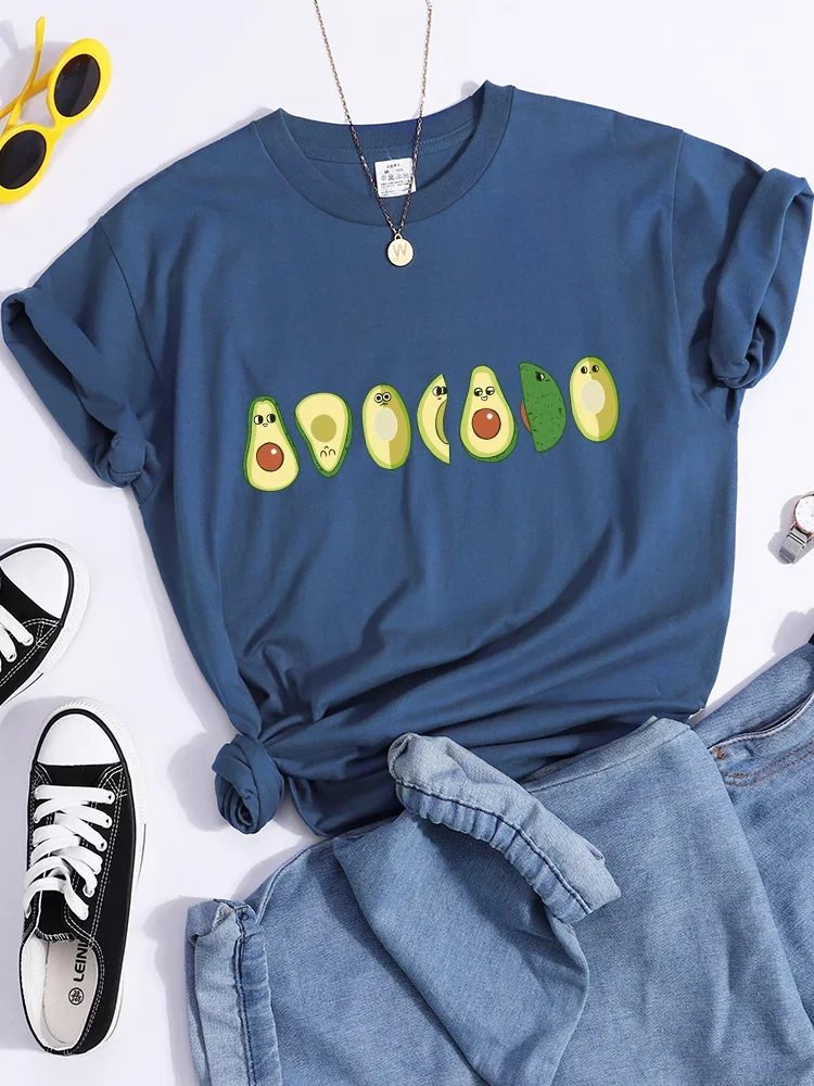 Tshirts Peeled Avocado Cartoons Printed Womens Crop Top  Crop Top Personality  Casual Clothes Cool Tee Shirt Summer  Women Tee