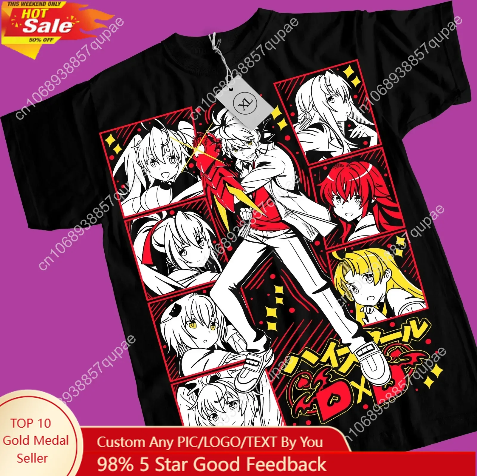 

High School DxD Rias Gremory Akeno Himejima T-shirt ,Issei ,Girl,Shirt All Size