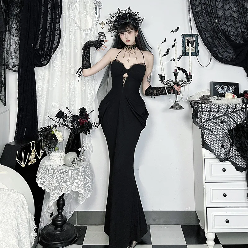 

Strap Sexy Lace Slimming Dress, New Dark, Comfortable And Versatile Gothic Style