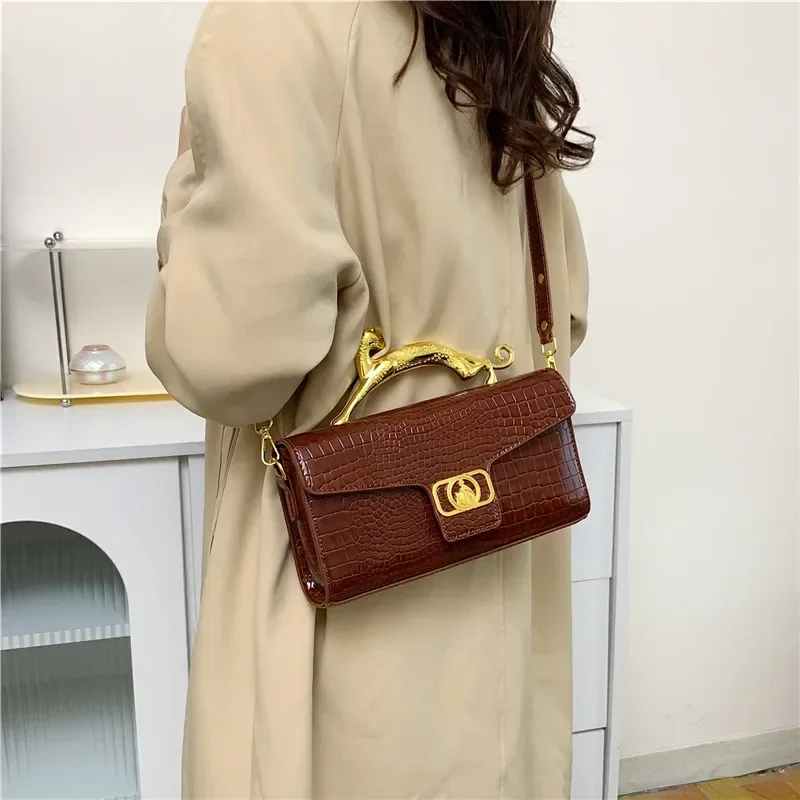 Mini bolsos cruzados con patrón de piedra para mujer, bolsos de mano superior corta con asa, Mini bolso de cuero para teléfono, monedero de lujo para fiesta, moda 2024