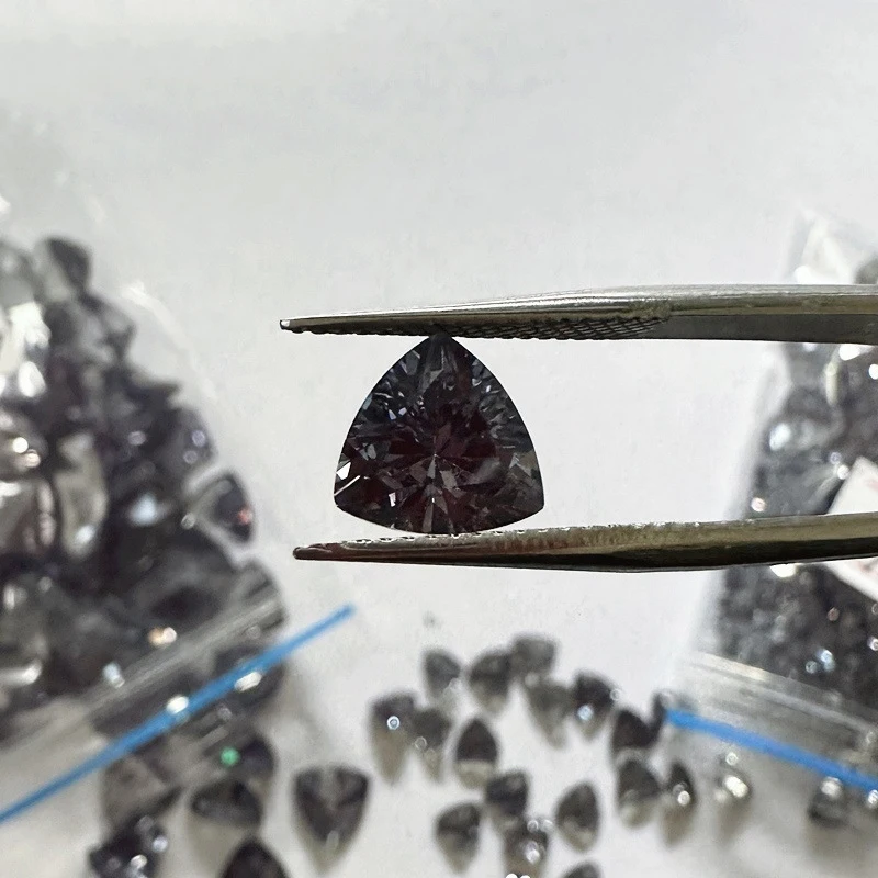 Lab Created Alexandrite 45#Color Change Synthetic Corundum Loose Trillion Faceted Gemstones Jewelry Ring & Pendant Size Stone
