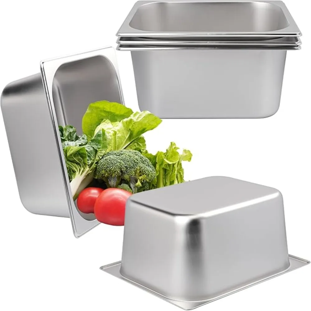 

Stainless Steel Canteen Food Basin Rectangular Rust-proof Food Storage Box Thickened with Cover Food Preparation Box Restaurant