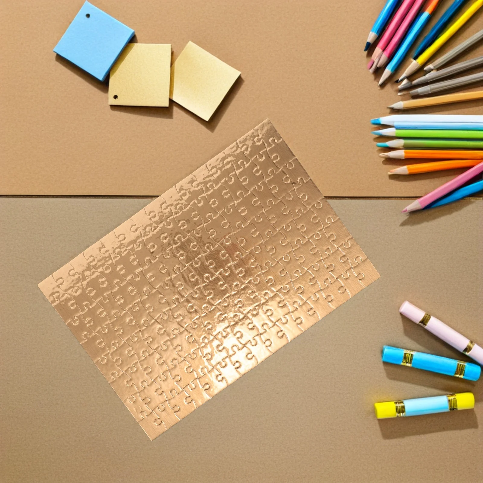 4 Sets Children's Blank Puzzles Gold Border Design for DIY Drawing Coloring Creative Jigsaw Sublimation Craft Projects