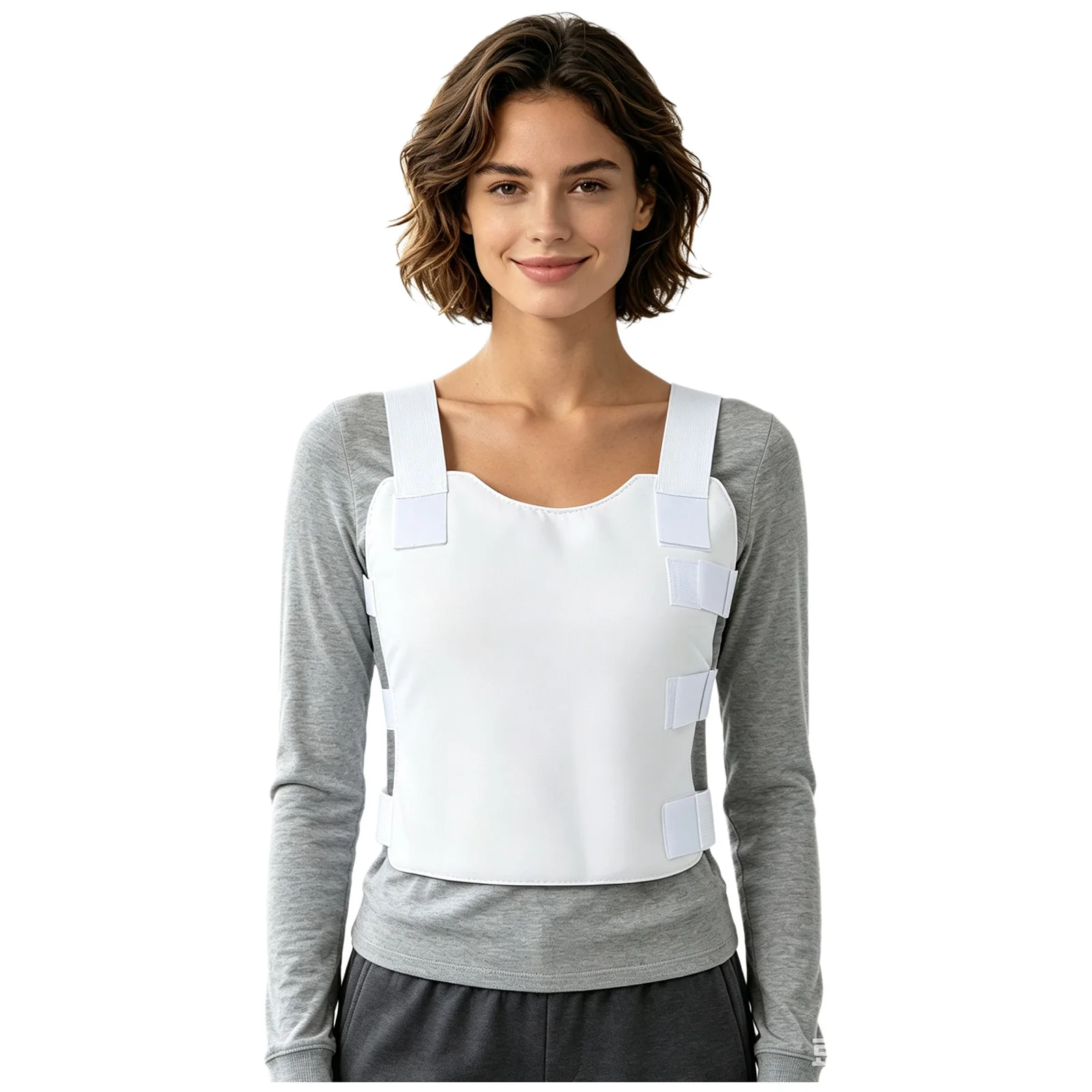Unisex Adults Post Surgery Chest Support Vest with Adjustable Loop-hook Fastener Padded Chest Compression Wrap Recovery Push Up
