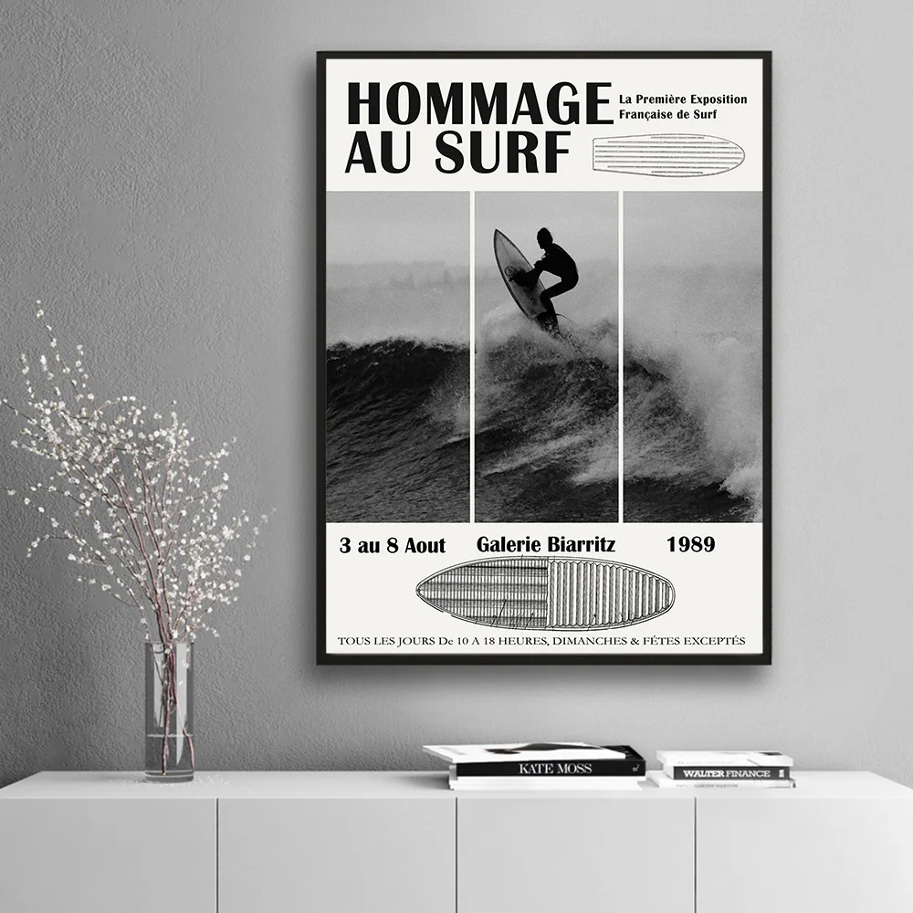 Poster D'exposition De Surf - Affiche Biarritz - Impression Giclée 33x48 Cm - Décoration Murale Qualité Musée