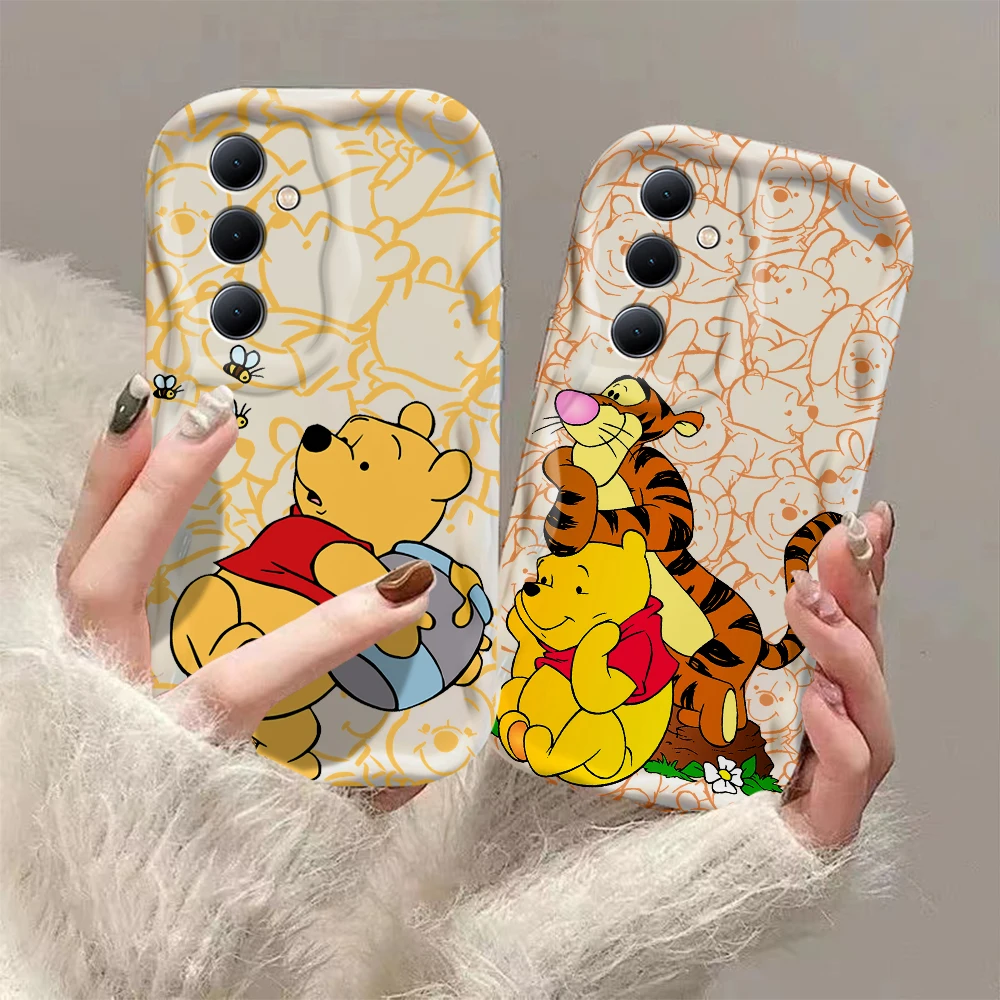 Cute Winnie the Pooh 3D Wave Case For Samsung A73 A72 A71 A55 A54 A53 A35 A34 A33 A25 A24 A23 A15 A14 A13 A05 A04 4G 5G Cover