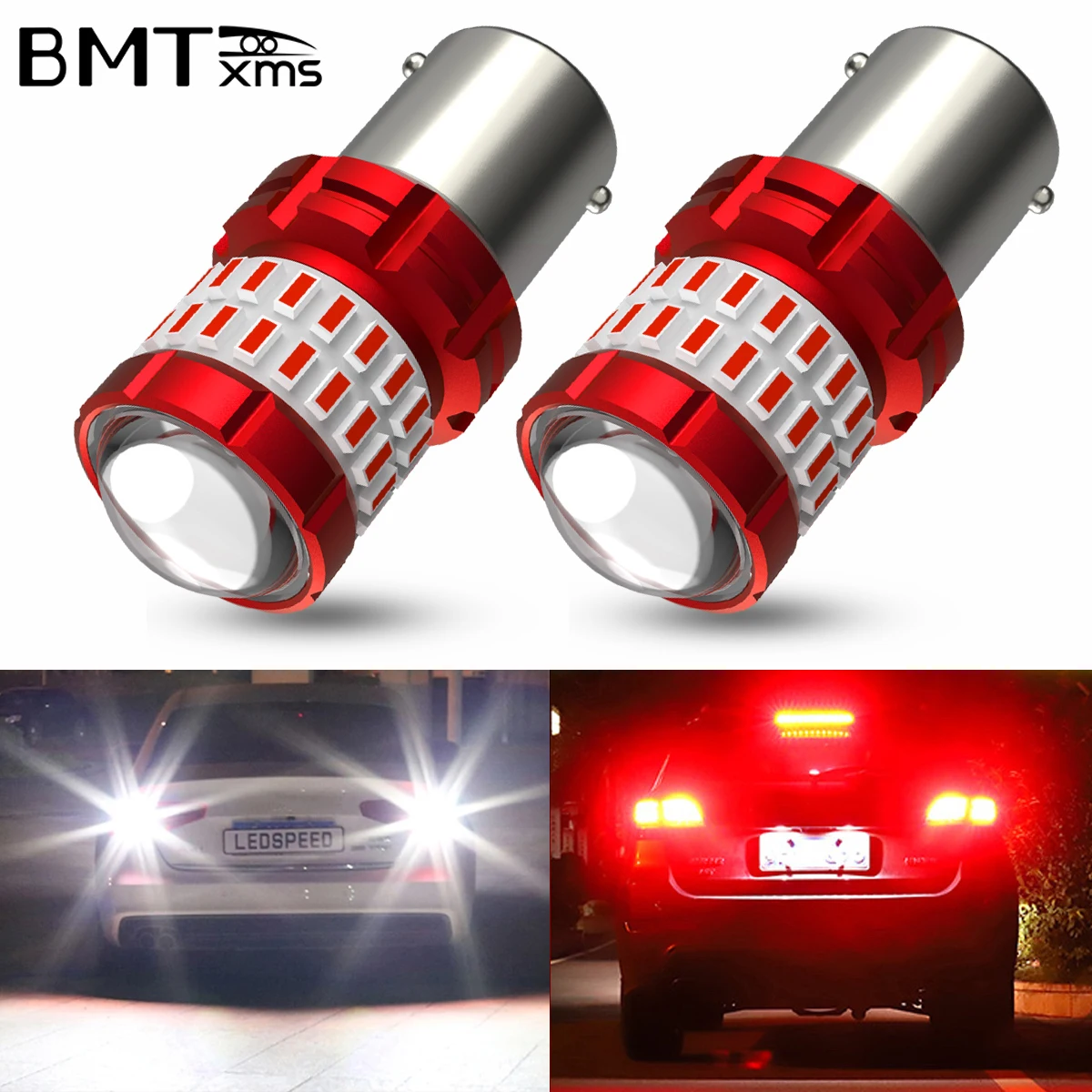 BMTxms 2 SZT. 1156 BA15S P21W LED Światła Cofania Stopu Światła Do Jazdy Dziennej Canbus Moto Samochód Tylne Światła Wsteczne DRL Czerwone Białe Lampy Sygnałowe