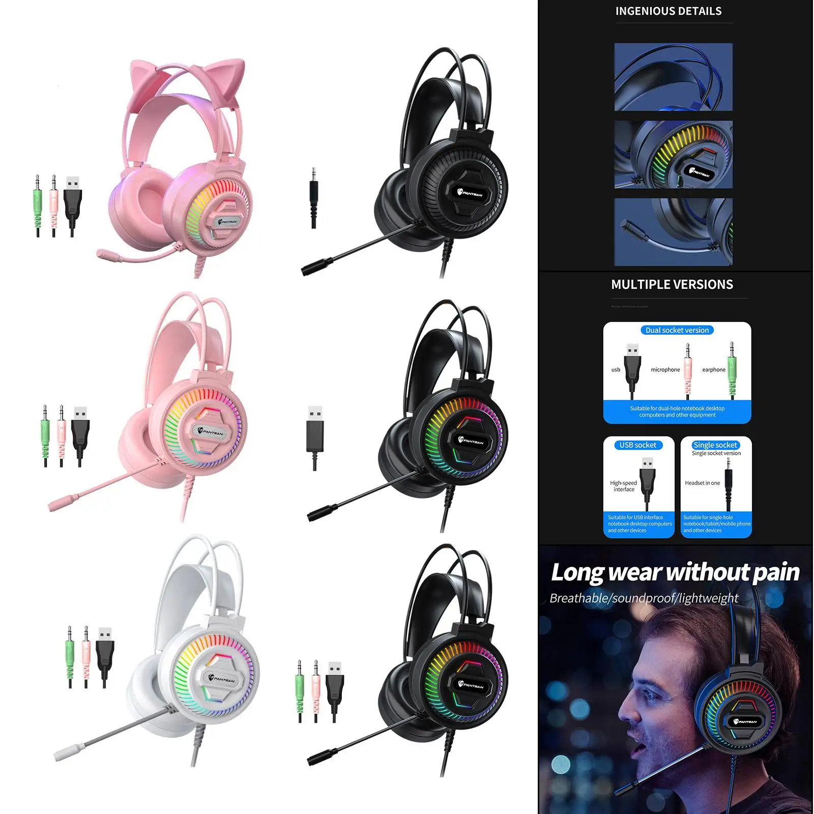 On-Ear Gaming 3.5mm Headsets Headset for Childrens with Mic Universal