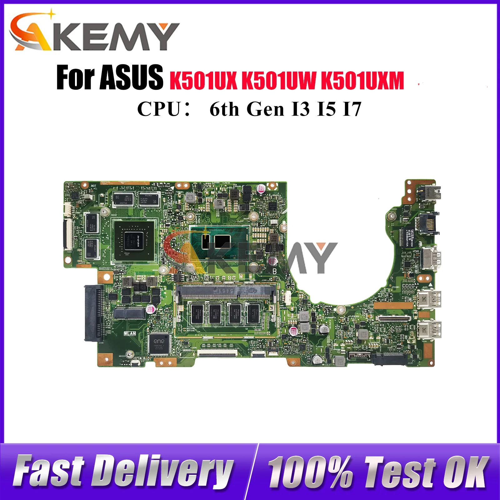 

K501UX Laptop Motherboard For ASUS VivoBook K501UQ K501U A501U K501UX K501UW K501UWK U5000 K501UB K501UXM Mainboard I3 I5 I7 CPU
