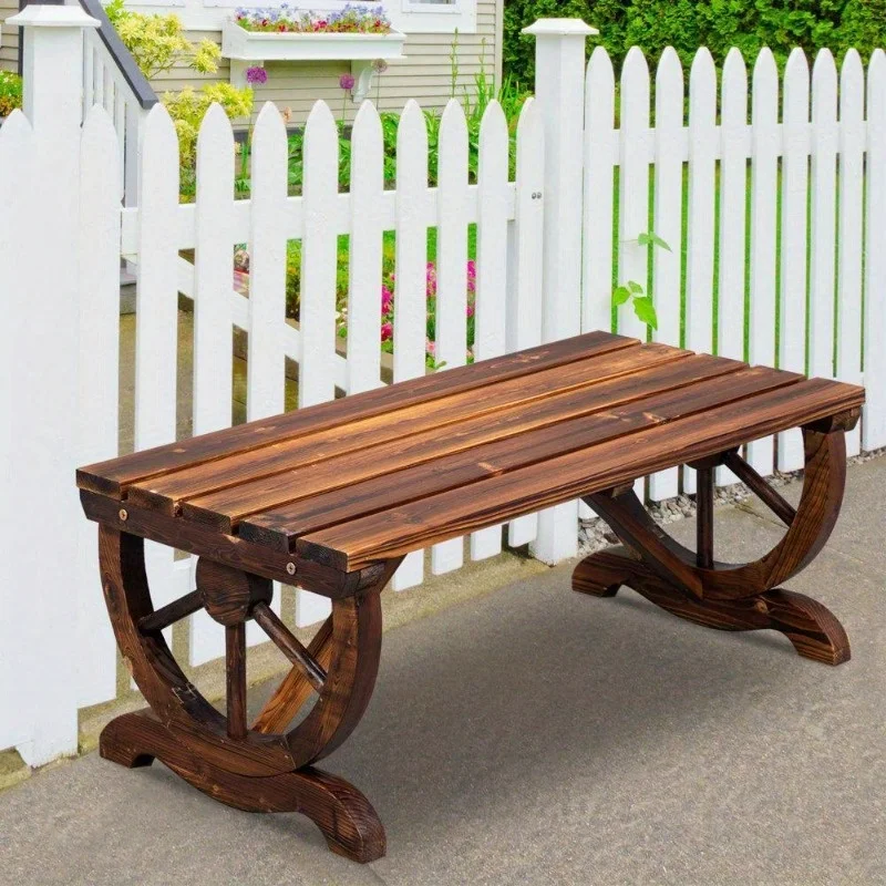 

2 Person Patio Garden Bench Outdoor Wagon Wheel Porch Bench for Backyard