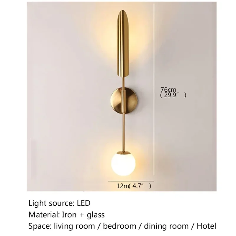 PLLY Moderna Lâmpada de Parede Simples Interior Ouro Arandelas Luminárias Sala de estar Quarto Corredor Decorar