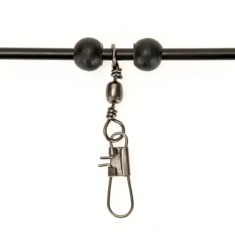 10 خرز أسود مزدوج لتحديد المواقع لقضبان الصيد - موصل توازن التغذية، ملحقات معدات صيد الأسماك البلاستيكية المتينة لـ P