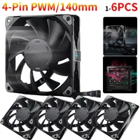 140mm PC Case Fan 12V 4Pin PWM Silent Cooling Fan 1800RPM Hydraulic Bearing for Computer Chassis Case Radiator CPU Cooler