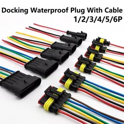 5Sets AMP 1P 2P 3P 4P 5P 6P Way Waterproof Electrical Auto Male Female Connector Plug with Wire Cable harness for Car Motorcycle