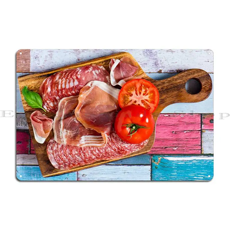 Salami And Tomato Metal Sign Plaques Rusty Wall Decor Wall Mural Customized Customize Tin Sign Poster