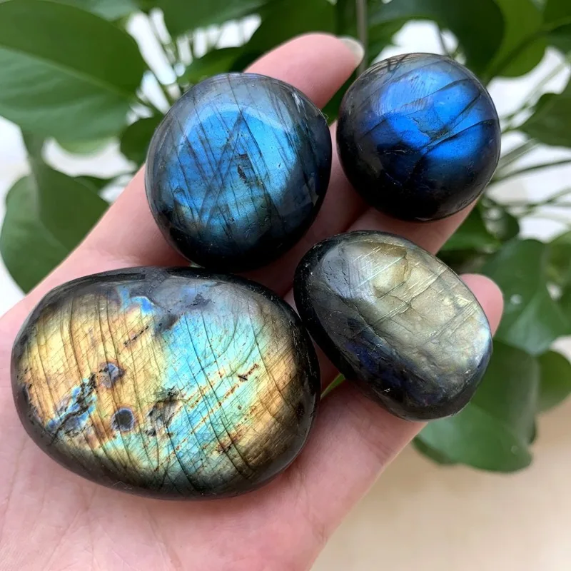 ​​​​​​​Natural Crystal Raw Stone Blue Moonstone Labradorite Yoga Meditation Palm Stone Hot Therapy Healing Rock Mineral Specimen