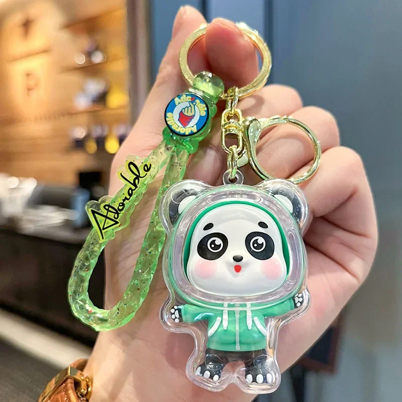 Cartoon Cute Silicone Belt Key Chains Ice Pet Panda Doll Car Key Chain Kids Bag Pendant Keyring Friends Gift Keychain Charms