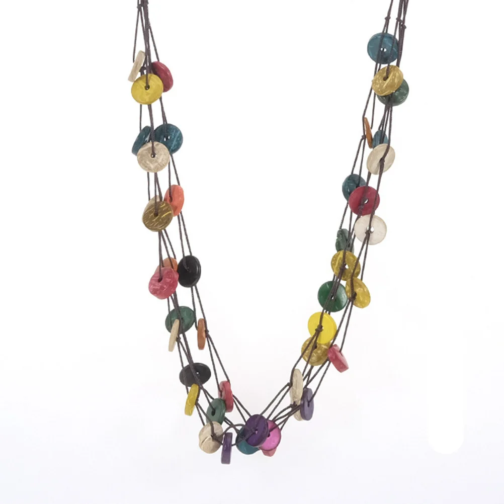 الملونة خمر بوهيميا قلادة خفيفة الوزن جوز الهند شل قلادة هدية عيد ميلاد مجوهرات للنساء الفتيات بوهيميا قلادة #2