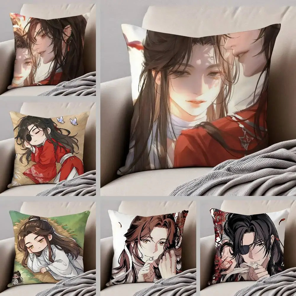 

Heaven O-Officials Blessing Pillow Case Anti-dustmite Pillowcase Invisible Zipper Silky Short Plush Sofa Cushion Cover