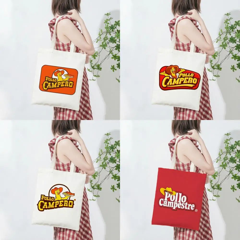 Pollo Campero fastfood chicken P-Pollo Campero Bolsas de almacenamiento, bolsa de lona ligera impresa, bolsa de hombro portátil para compras diarias