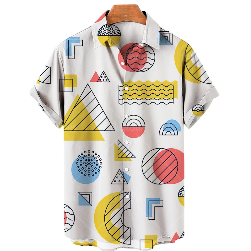 

Summer New 3D Graffiti Oil Painting Printed Shirt Men Fashion Streetwear Hawaiian Shirt Men Beach Casual Lapel Blouse Clothing