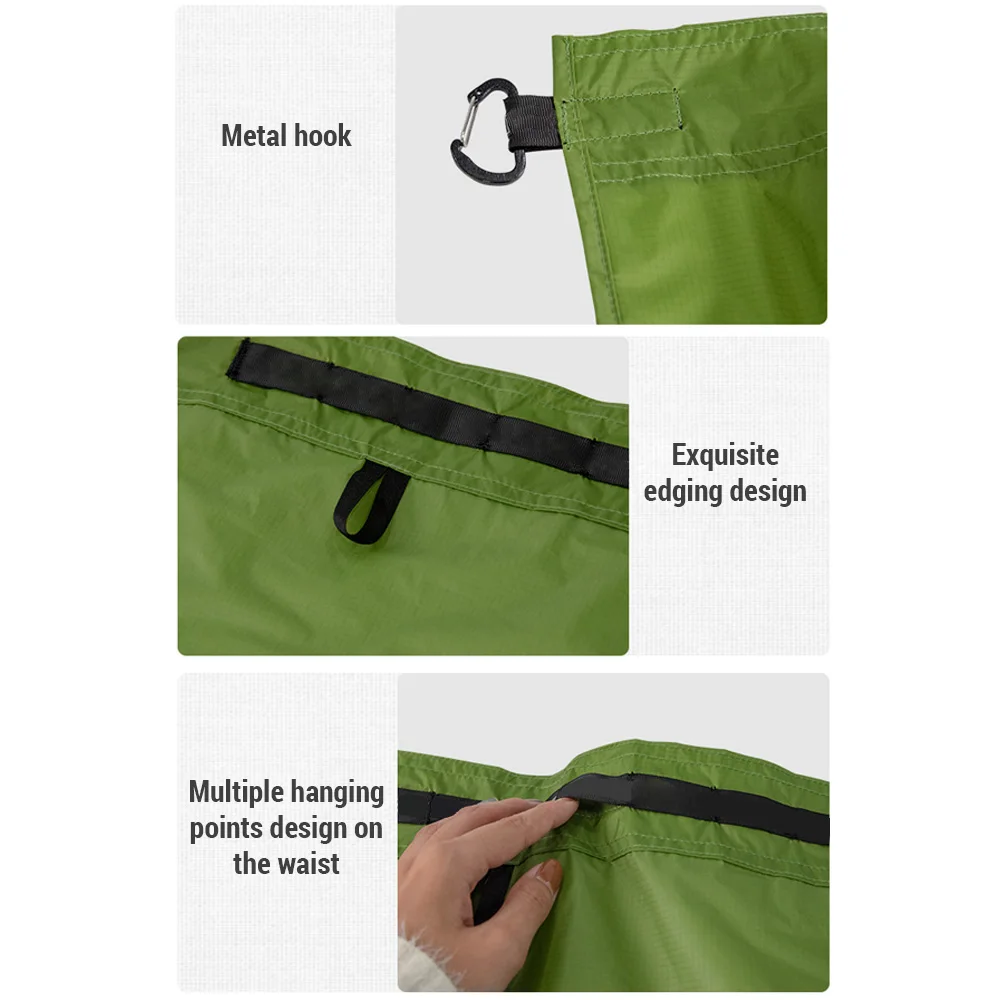 Rain Skirt for Backpacking Hiking Lightweight and Portable with a Storage Bag Use As Picnic Blanket Foldable