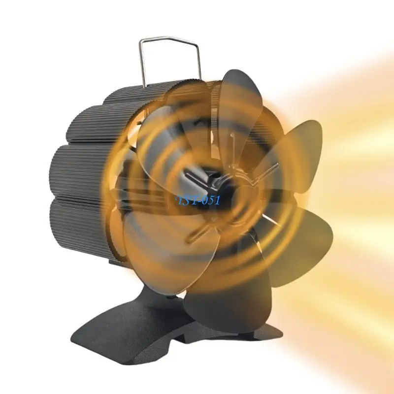 E15A موقد الخشب مروحة 6 أوراق تعمل بالطاقة الحرارية موقد مروحة الخشب حرق المشجعين قابل للتعديل المواقد مروحة لمروحة موقد الشعلات