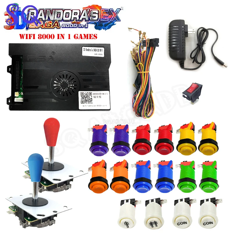 

Pandora 3D Saga Box EX2 8000 in 1 DIY Kit for 2 Players Arcade Game tekken 6 Console Cabinet 8 Way Joystick Switch happ Button