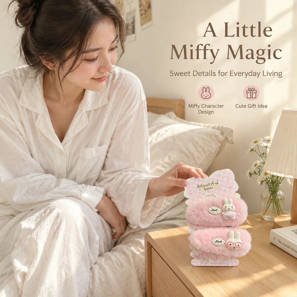Cute Pink Plush Miffy Rabbit Hair Clip Women Japanese Side Cartoon Hairpin Student Bangs Autumn Winter Headwear Fashionable