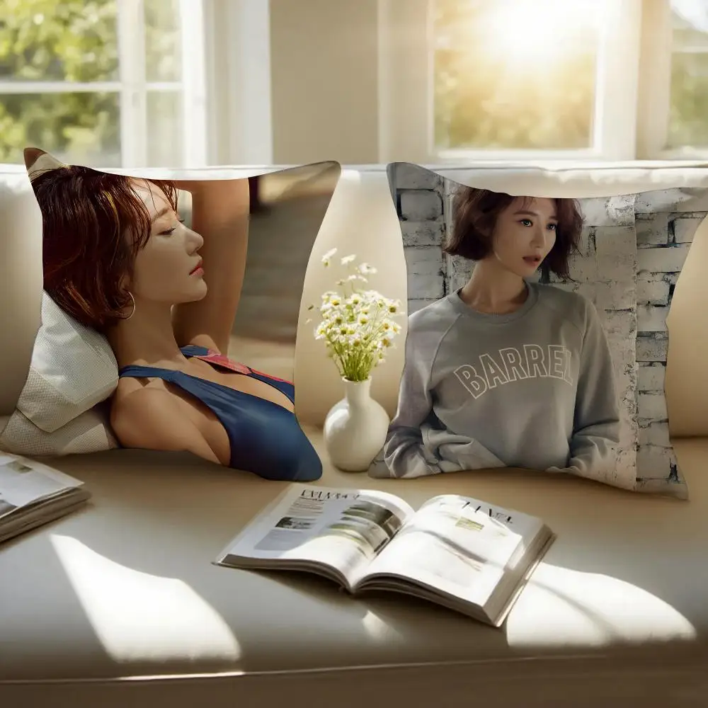 Kpop Actress G-Go Joon Hee Cushion Cover Pillowcase Anti-dustmite Invisible Zipper Short Plush Sofa Cushion